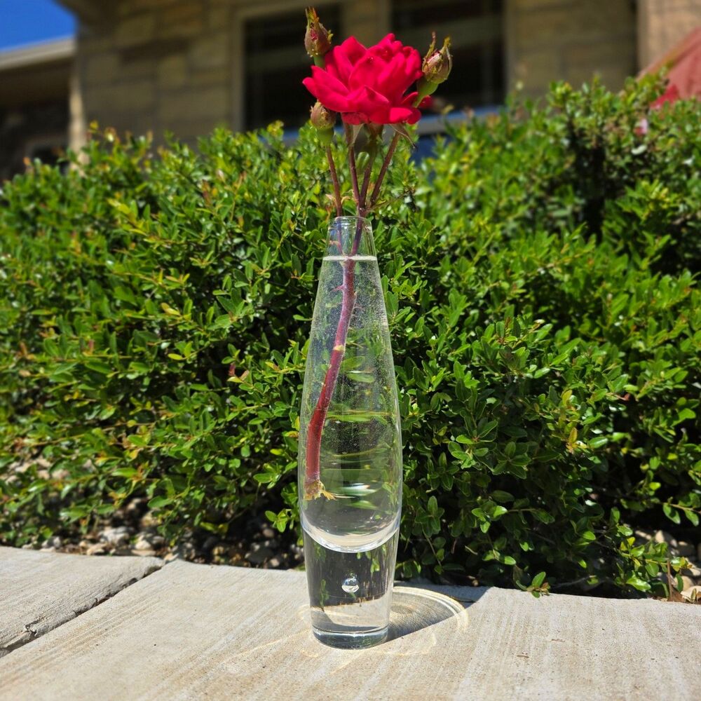 Vintage Steuben Art Glass Bud Vase, Teardrop Suspended Bubble, David Hills